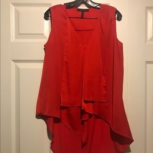 BCBG Red Silk Shirt